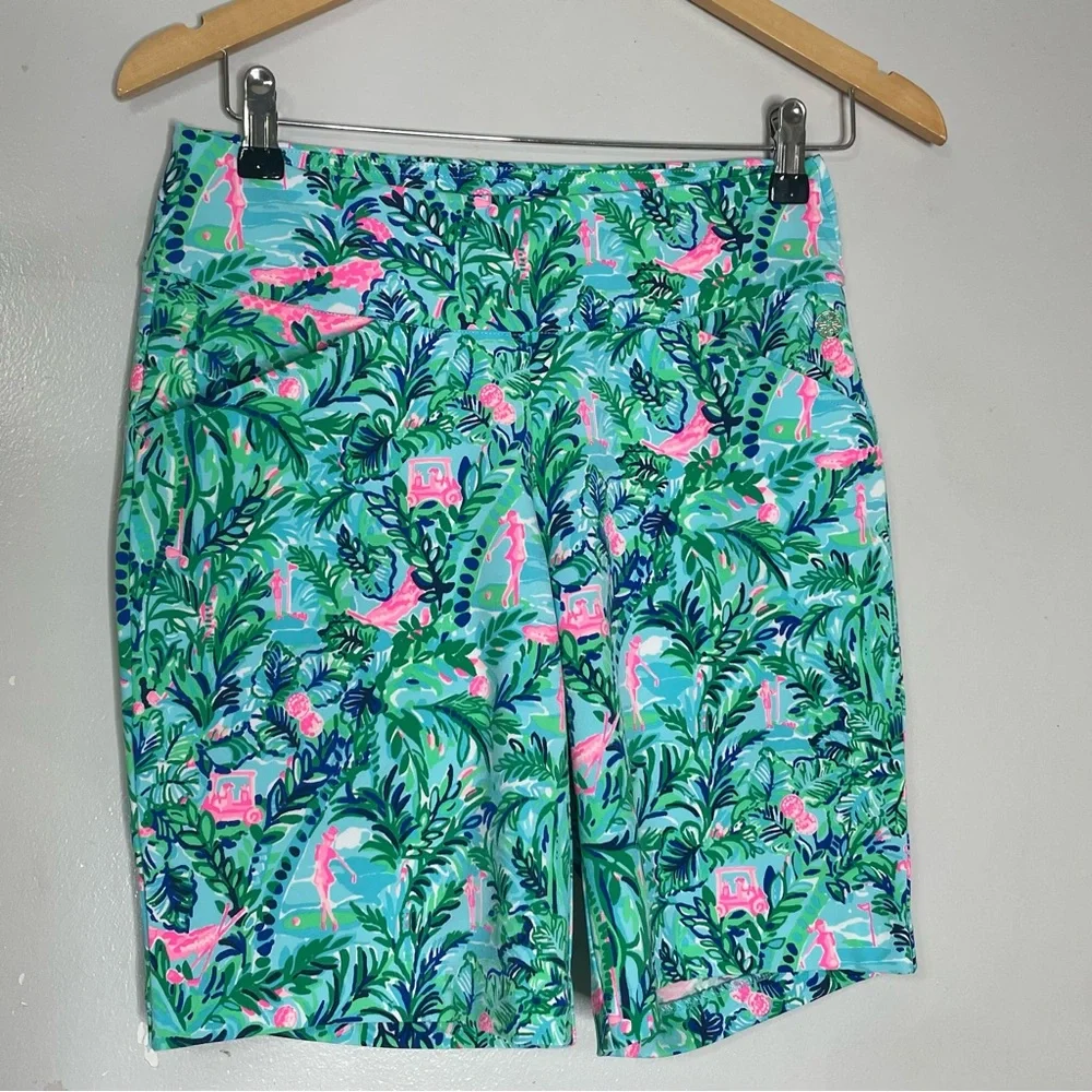 Lilly Pulitzer Luxletic Reid Short UPF‎ 50+ Blue Horizon Par Fection Golf 0